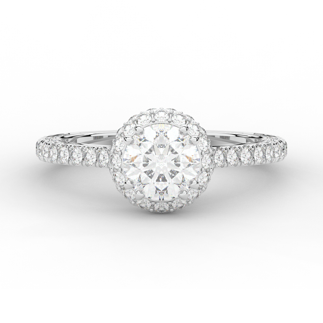 1.90CT.TW ROUND LAB DIAMOND HALO ENGAGEMENT RING - Nazarelle