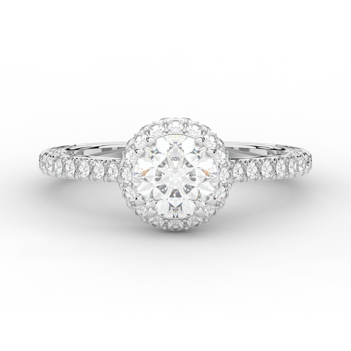 1.90CT.TW ROUND LAB DIAMOND HALO ENGAGEMENT RING - Nazarelle