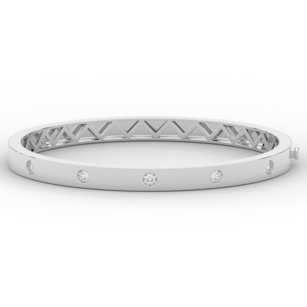 0.50CT.TW ROUND LAB DIAMOND BEZEL SET BANGLE - Nazarelle