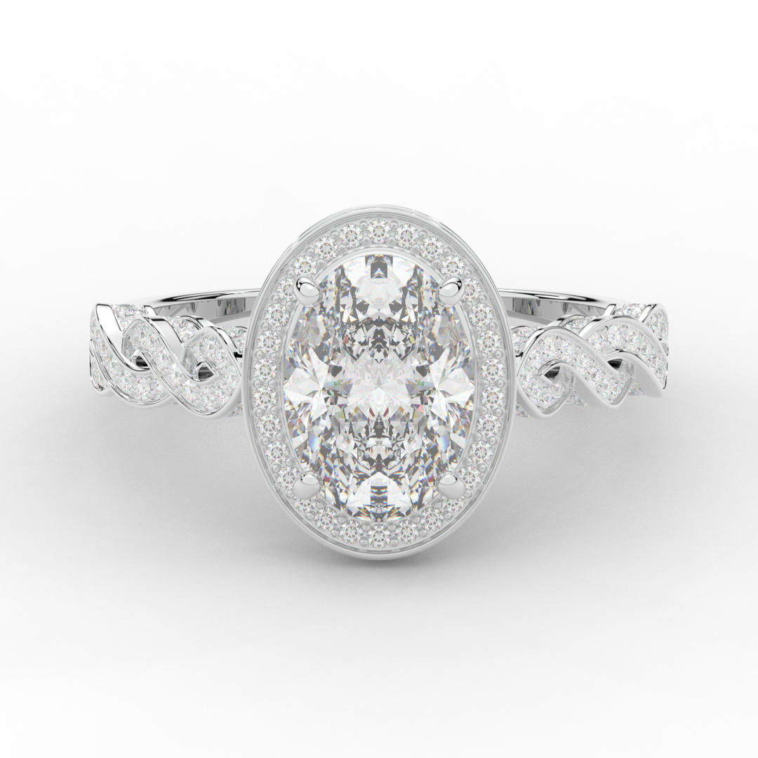 3.10CT.TW OVAL LAB DIAMOND HALO ENGAGEMENT RING - Nazarelle