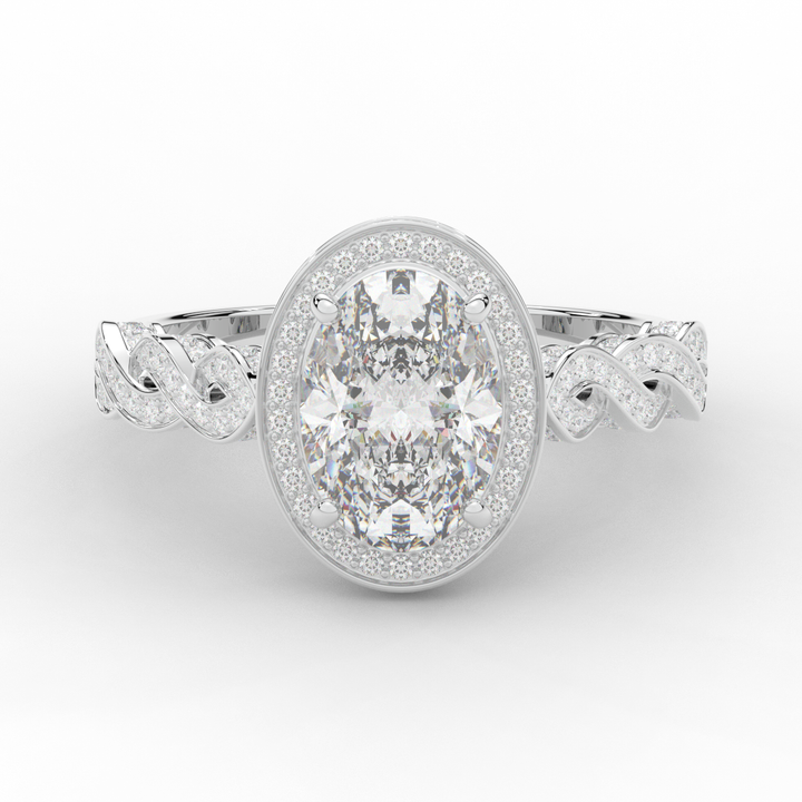 3.10CT.TW OVAL LAB DIAMOND HALO ENGAGEMENT RING - Nazarelle