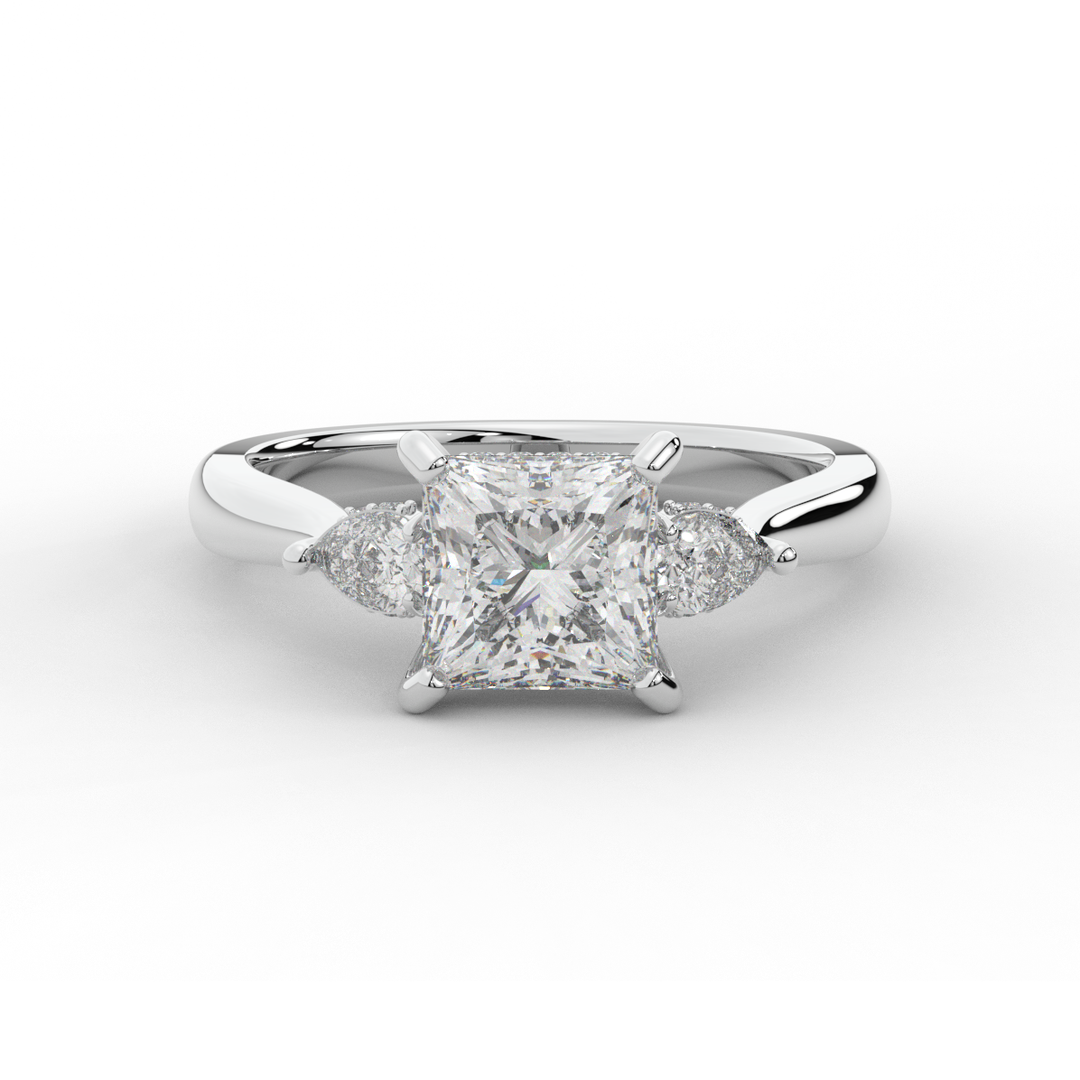 2.40CT.TW PRINCESS LAB DIAMOND 3 STONE ENGAGEMENT RING - Nazarelle
