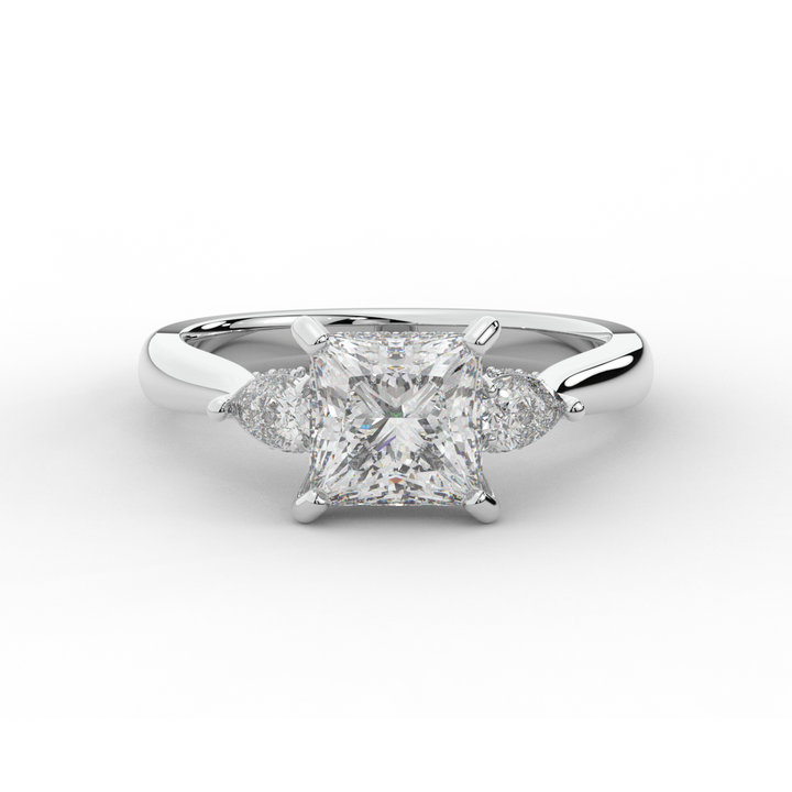 2.40CT.TW PRINCESS LAB DIAMOND 3 STONE ENGAGEMENT RING - Nazarelle