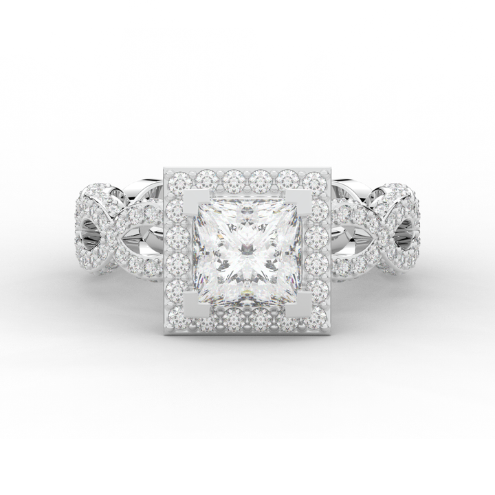 2.40CT.TW PRINCESS LAB DIAMOND HALO ENGAGEMENT RING - Nazarelle