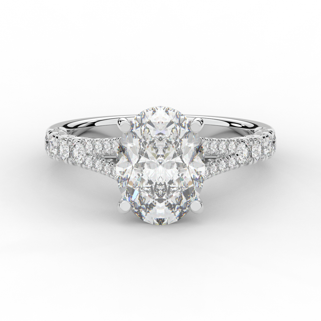 3.45CT.TW OVAL LAB DIAMOND ENGAGEMENT RING - Nazarelle