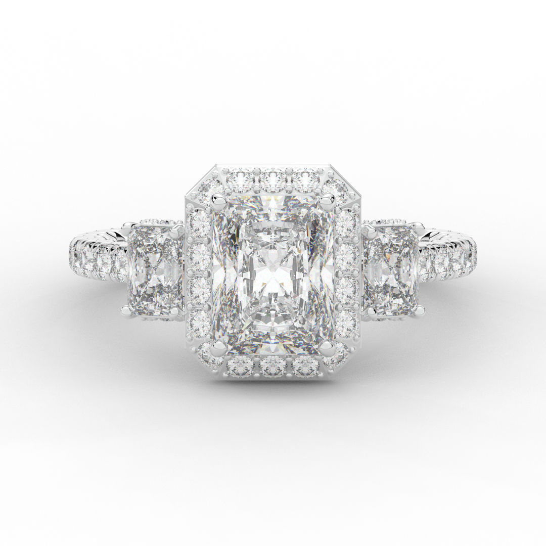 3.20CT.TW RADIANT LAB DIAMOND 3 STONE ENGAGEMENT RING - Nazarelle
