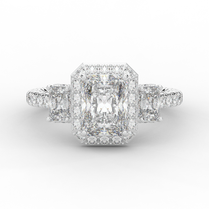 3.20CT.TW RADIANT LAB DIAMOND 3 STONE ENGAGEMENT RING - Nazarelle