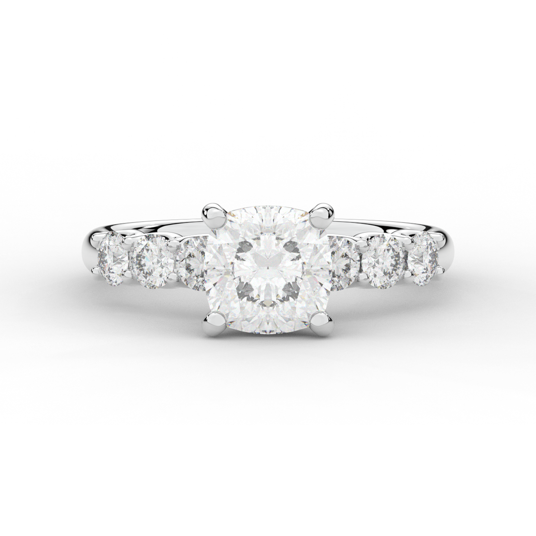 2.60CT.TW CUSHION LAB DIAMOND SOLITAIRE ENGAGEMENT RING - Nazarelle