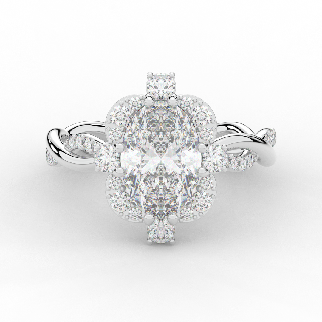 2.70CT.TW OVAL LAB DIAMOND HALO ENGAGEMENT RING - Nazarelle