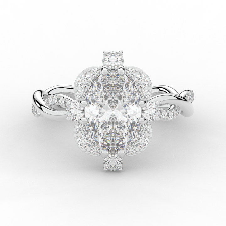 2.70CT.TW OVAL LAB DIAMOND HALO ENGAGEMENT RING - Nazarelle