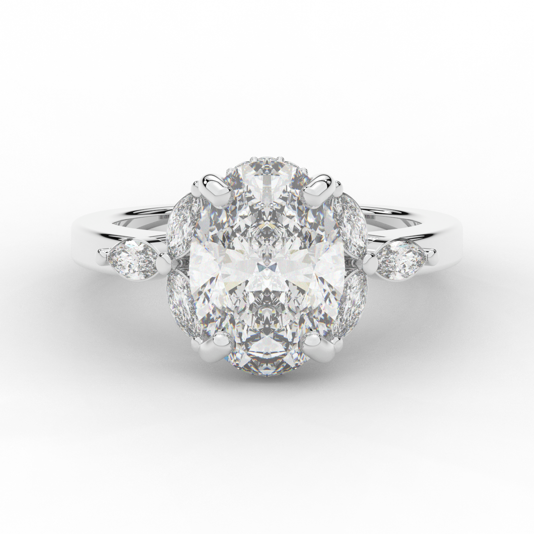 2.85CT.TW OVAL LAB DIAMOND ENGAGEMENT RING - Nazarelle