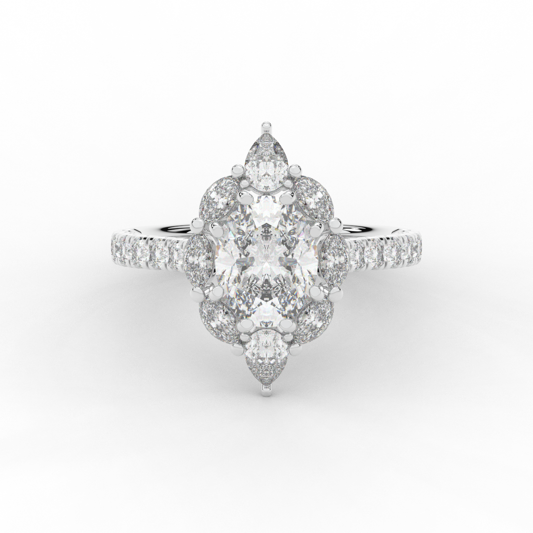 2.75CT.TW OVAL LAB DIAMOND HALO ENGAGEMENT RING - Nazarelle