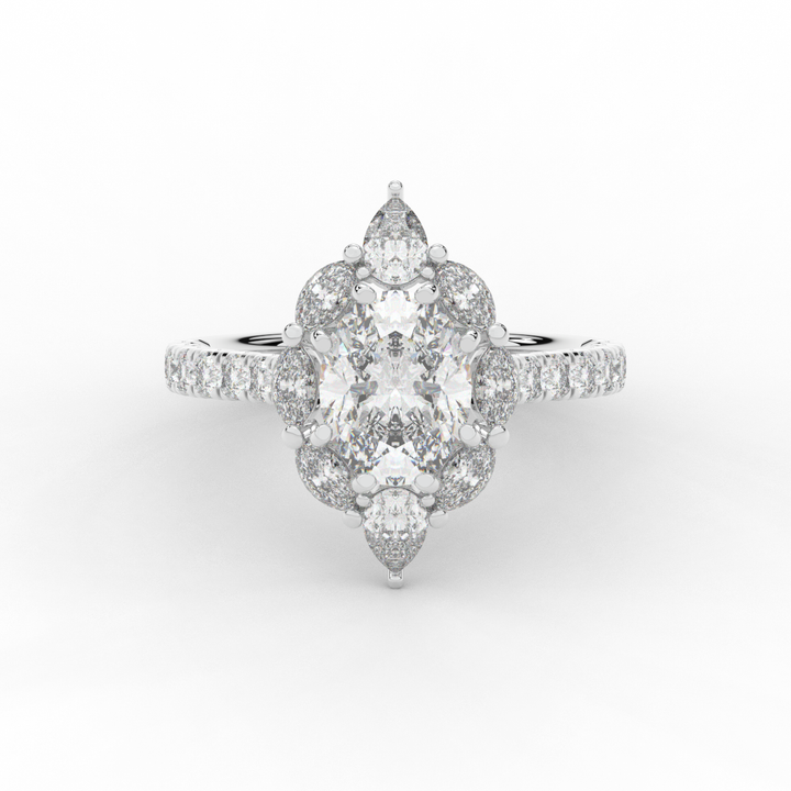 2.75CT.TW OVAL LAB DIAMOND HALO ENGAGEMENT RING - Nazarelle