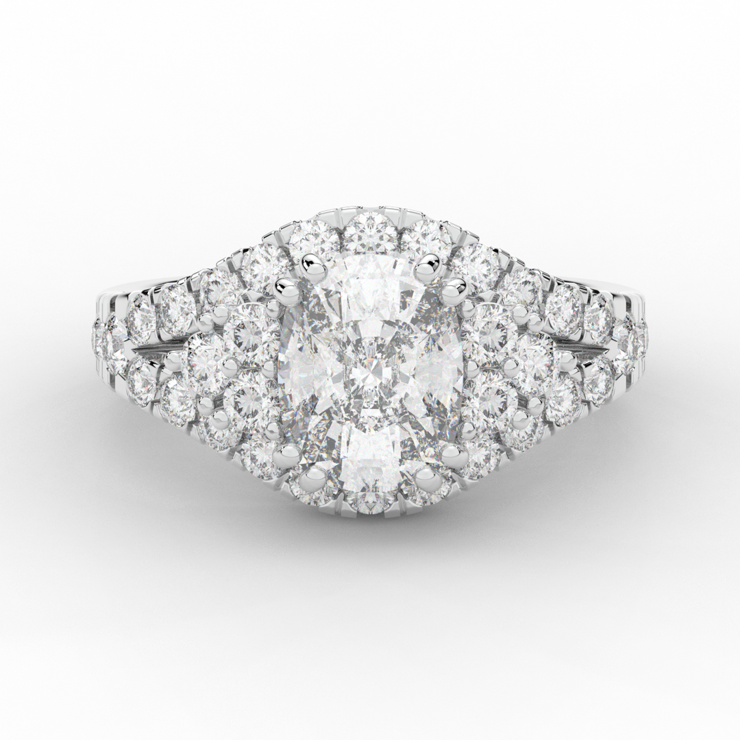 3.10CT.TW CUSHION LAB DIAMOND HALO ENGAGEMENT RING - Nazarelle