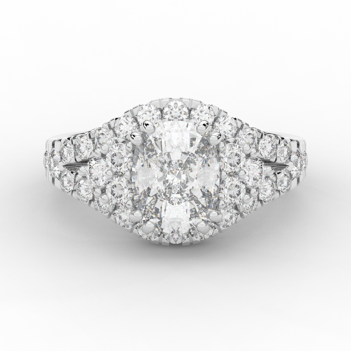 3.10CT.TW CUSHION LAB DIAMOND HALO ENGAGEMENT RING - Nazarelle