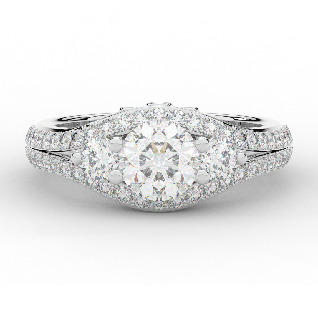 1.90CT.TW ROUND LAB DIAMOND THREE STONE ENGAGEMENT RING - Nazarelle