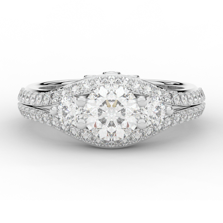 1.90CT.TW ROUND LAB DIAMOND THREE STONE ENGAGEMENT RING - Nazarelle