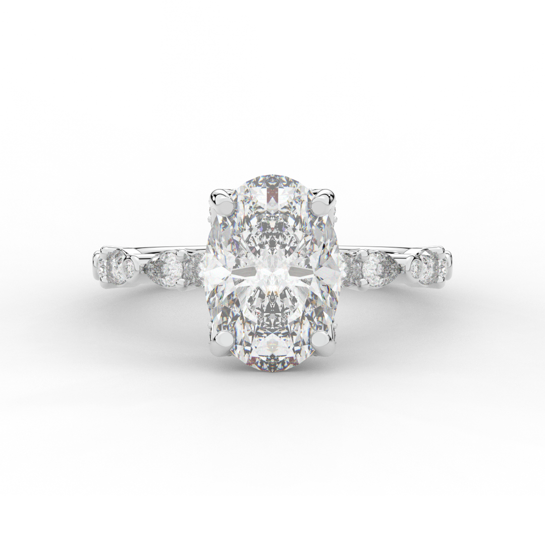 3.60CT.TW OVAL LAB DIAMOND SOLITAIRE ENGAGEMENT RING - Nazarelle