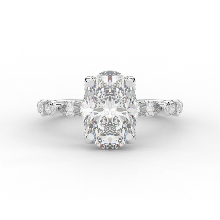 3.60CT.TW OVAL LAB DIAMOND SOLITAIRE ENGAGEMENT RING - Nazarelle