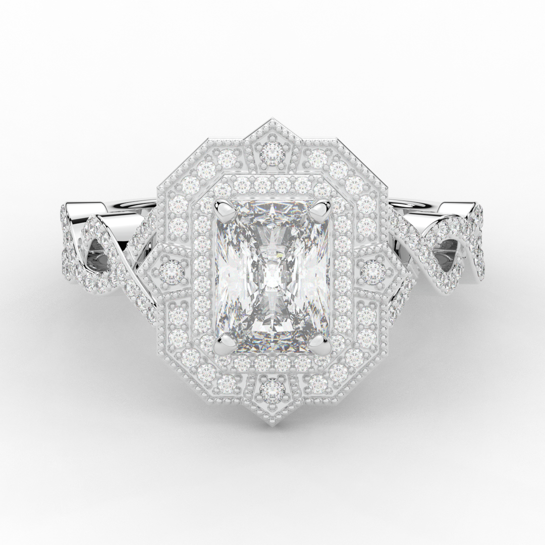 1.90CT.TW RADIANT LAB DIAMOND HALO ENGAGEMENT RING - Nazarelle