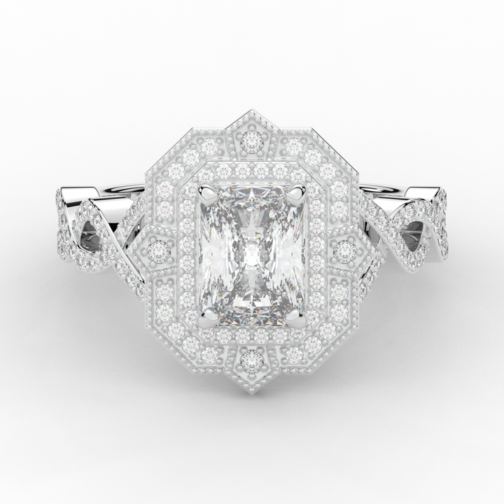 1.90CT.TW RADIANT LAB DIAMOND HALO ENGAGEMENT RING - Nazarelle