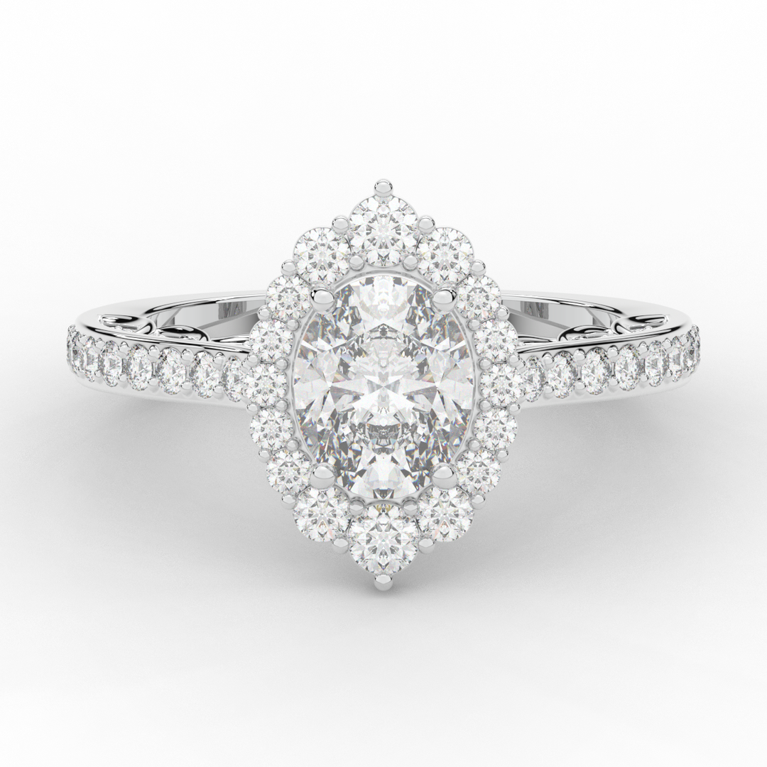 1.75CT.TW OVAL LAB DIAMOND HALO ENGAGEMENT RING - Nazarelle