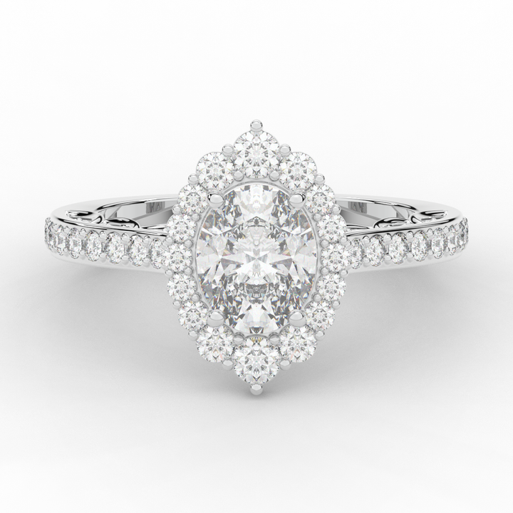 1.75CT.TW OVAL LAB DIAMOND HALO ENGAGEMENT RING - Nazarelle
