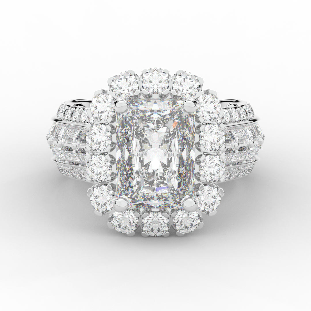 8.00CT.TW RADIANT LAB DIAMOND HALO ENGAGEMENT RING - Nazarelle
