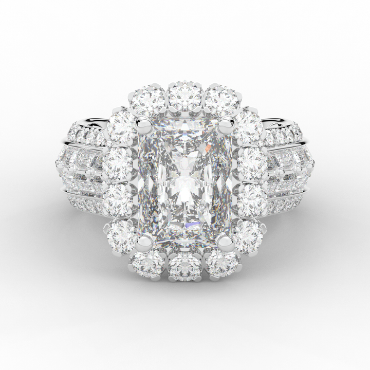 8.00CT.TW RADIANT LAB DIAMOND HALO ENGAGEMENT RING - Nazarelle