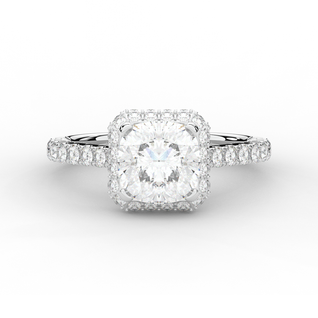 2.75CT.TW CUSHION LAB DIAMOND HALO ENGAGEMENT RING - Nazarelle