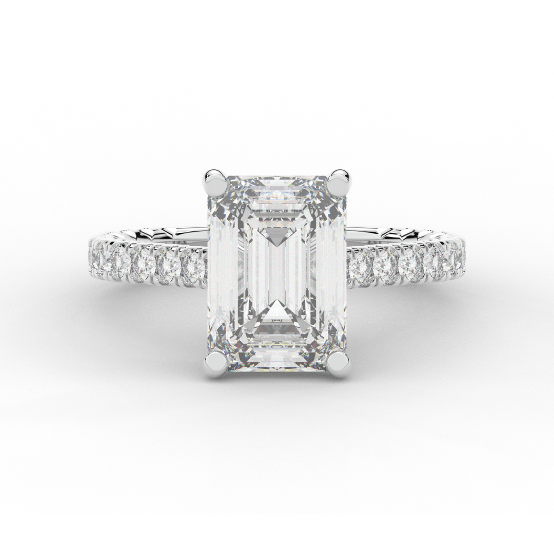 4.25CT.TW EMERALD CUT LAB DIAMOND SOLITAIRE ENGAGEMENT RING - Nazarelle