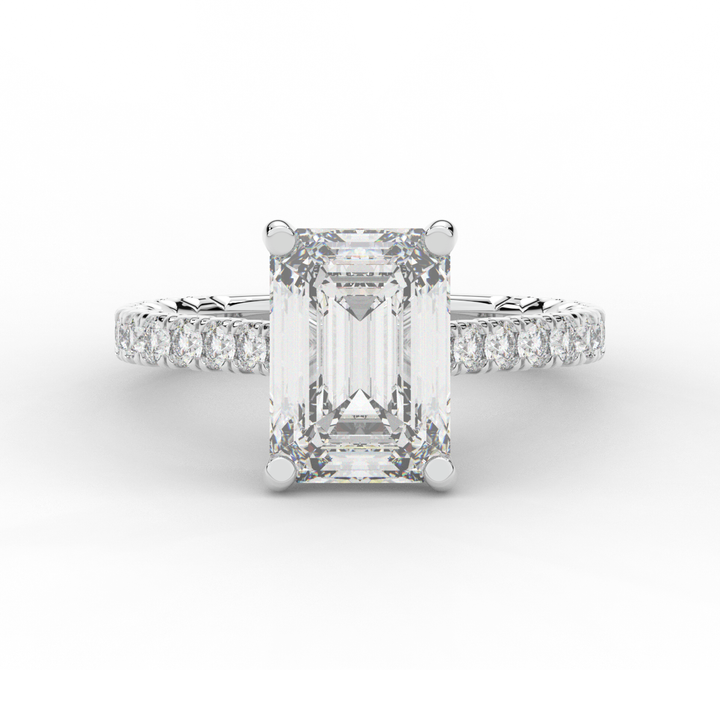 4.25CT.TW EMERALD CUT LAB DIAMOND SOLITAIRE ENGAGEMENT RING - Nazarelle