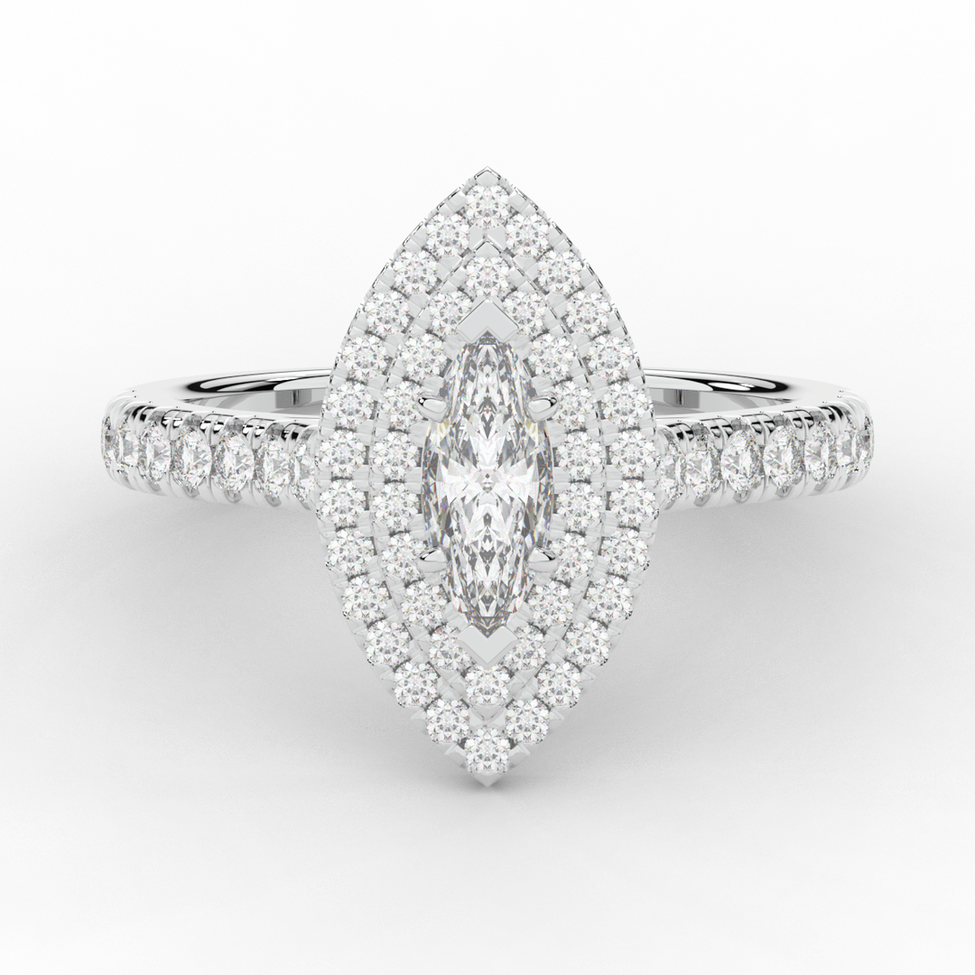 1.00CT.TW MARQUISE LAB DIAMOND HALO ENGAGEMENT RING - Nazarelle