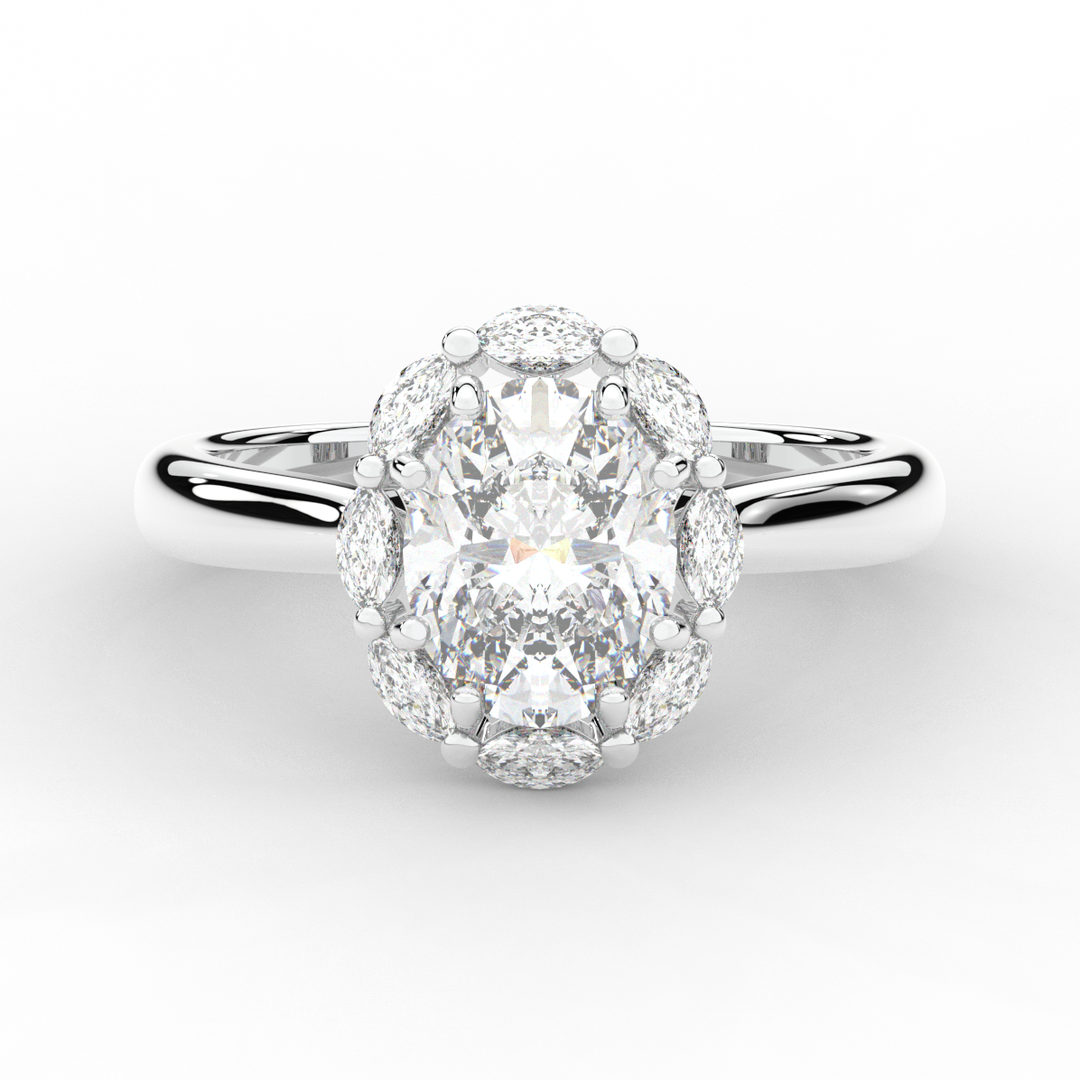 1.90CT.TW OVAL LAB DIAMOND HALO ENGAGEMENT RING - Nazarelle