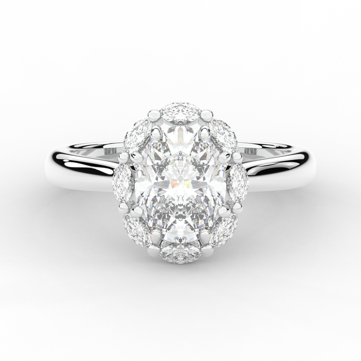 1.90CT.TW OVAL LAB DIAMOND HALO ENGAGEMENT RING - Nazarelle