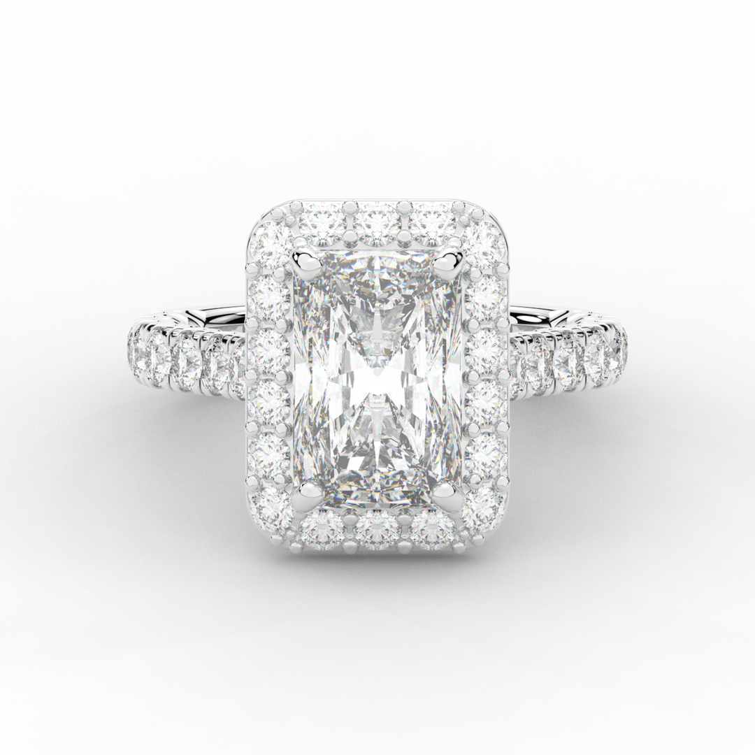4.50CT.TW RADIANT LAB DIAMOND HALO ENGAGEMENT RING - Nazarelle