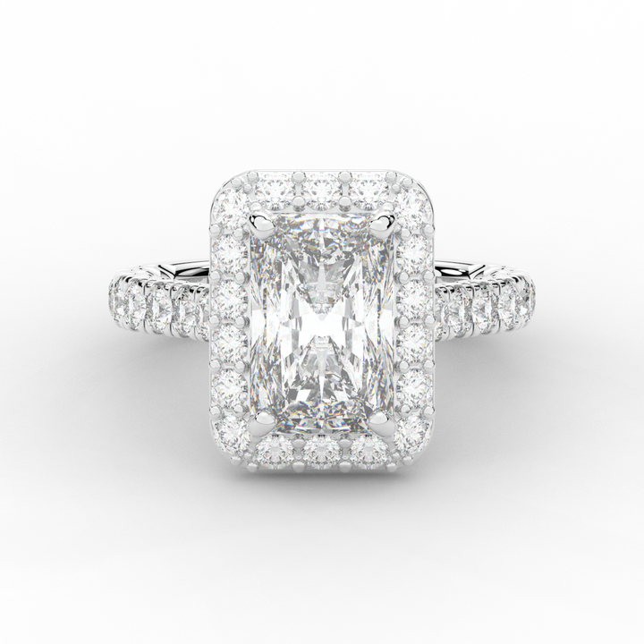 4.50CT.TW RADIANT LAB DIAMOND HALO ENGAGEMENT RING - Nazarelle