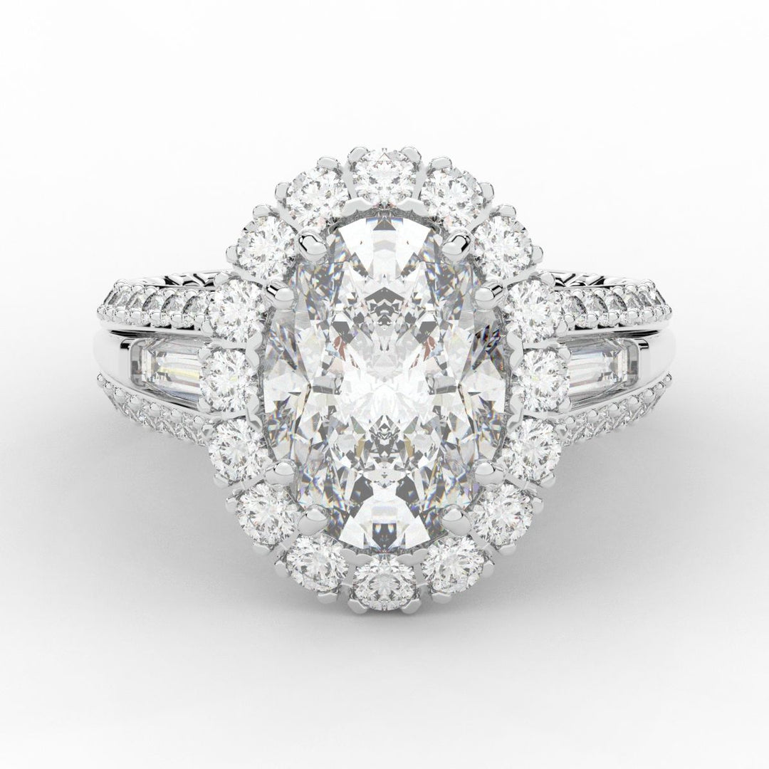 5.75CT.TW OVAL LAB DIAMOND HALO ENGAGEMENT RING - Nazarelle