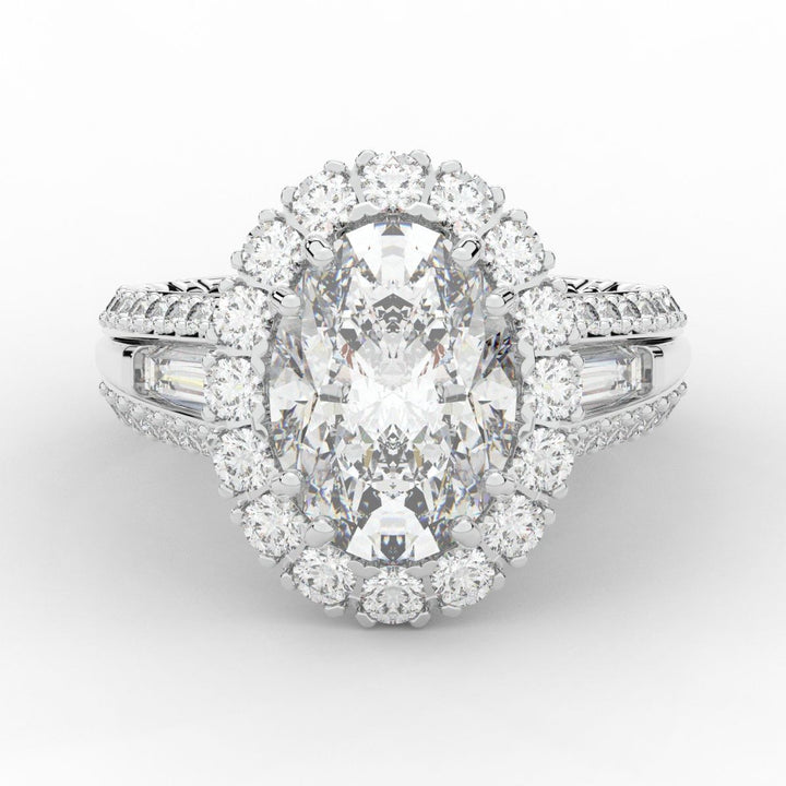 5.75CT.TW OVAL LAB DIAMOND HALO ENGAGEMENT RING - Nazarelle