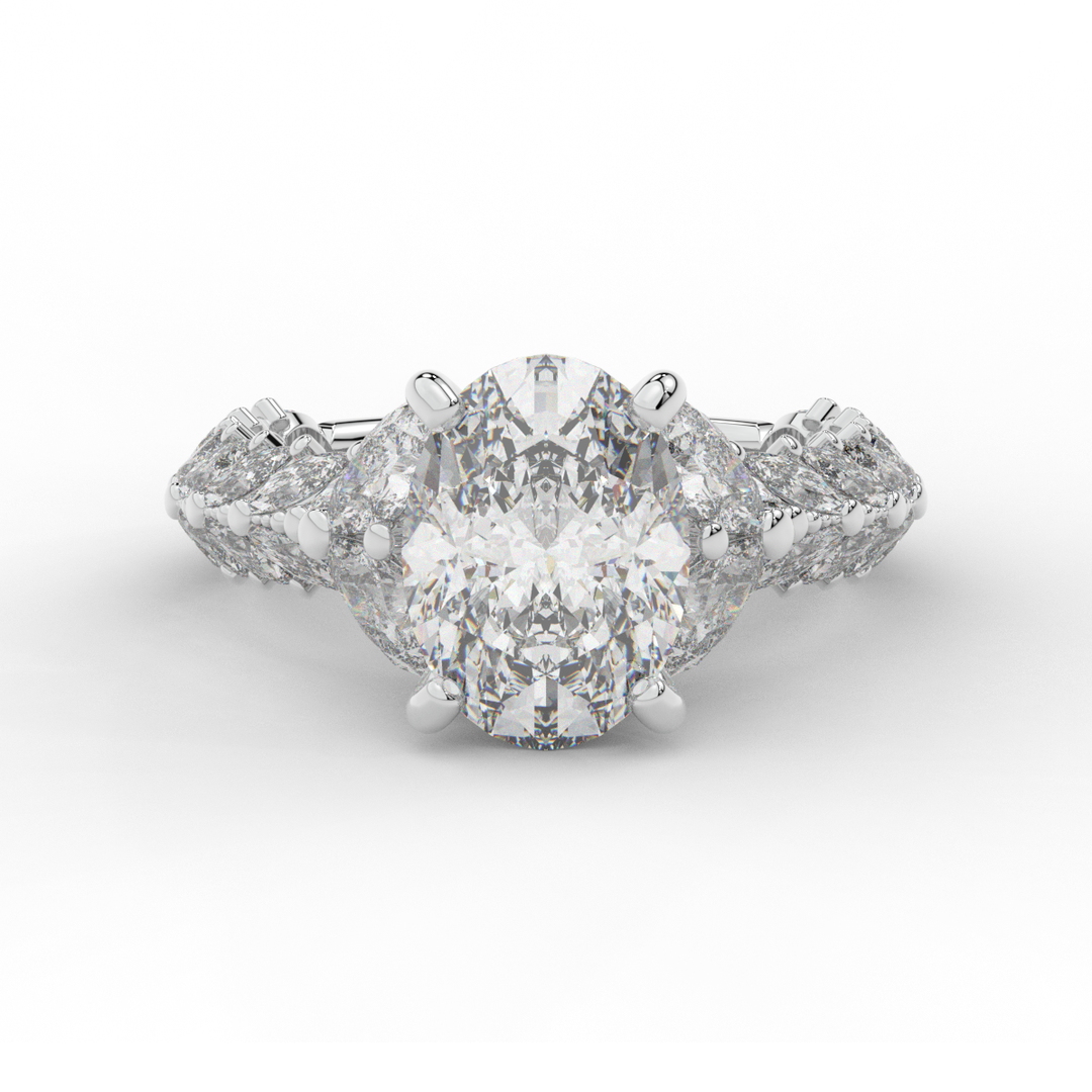 5.25CT.TW OVAL LAB DIAMOND HALO ENGAGEMENT RING - Nazarelle
