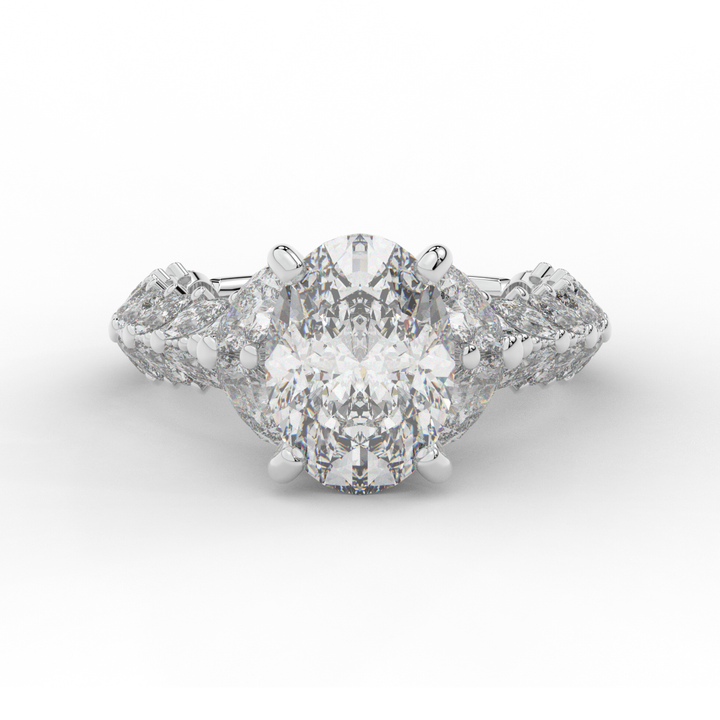 5.25CT.TW OVAL LAB DIAMOND HALO ENGAGEMENT RING - Nazarelle