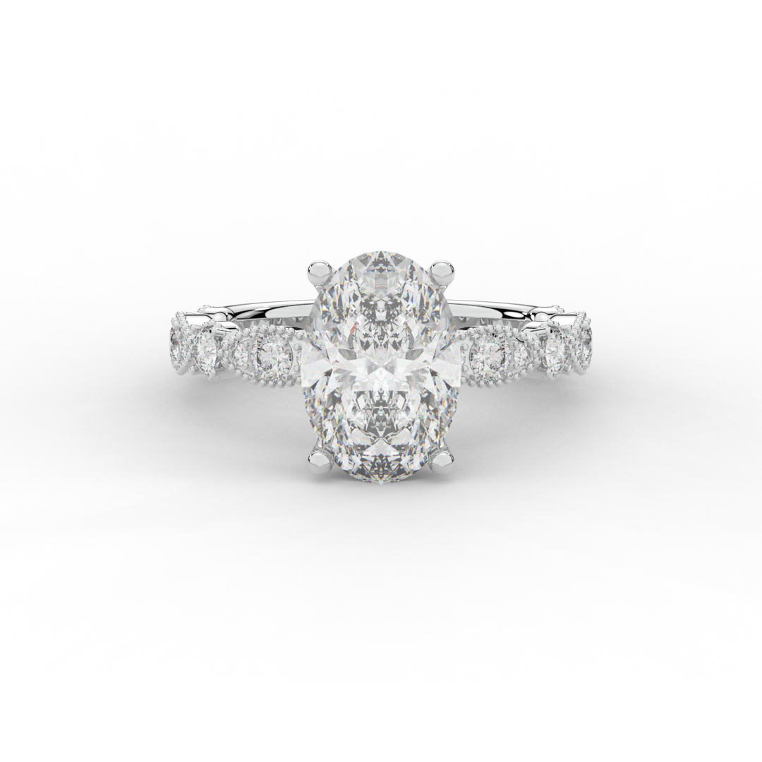 3.50CT.TW OVAL LAB DIAMOND SOLITAIRE ENGAGEMENT RING - Nazarelle