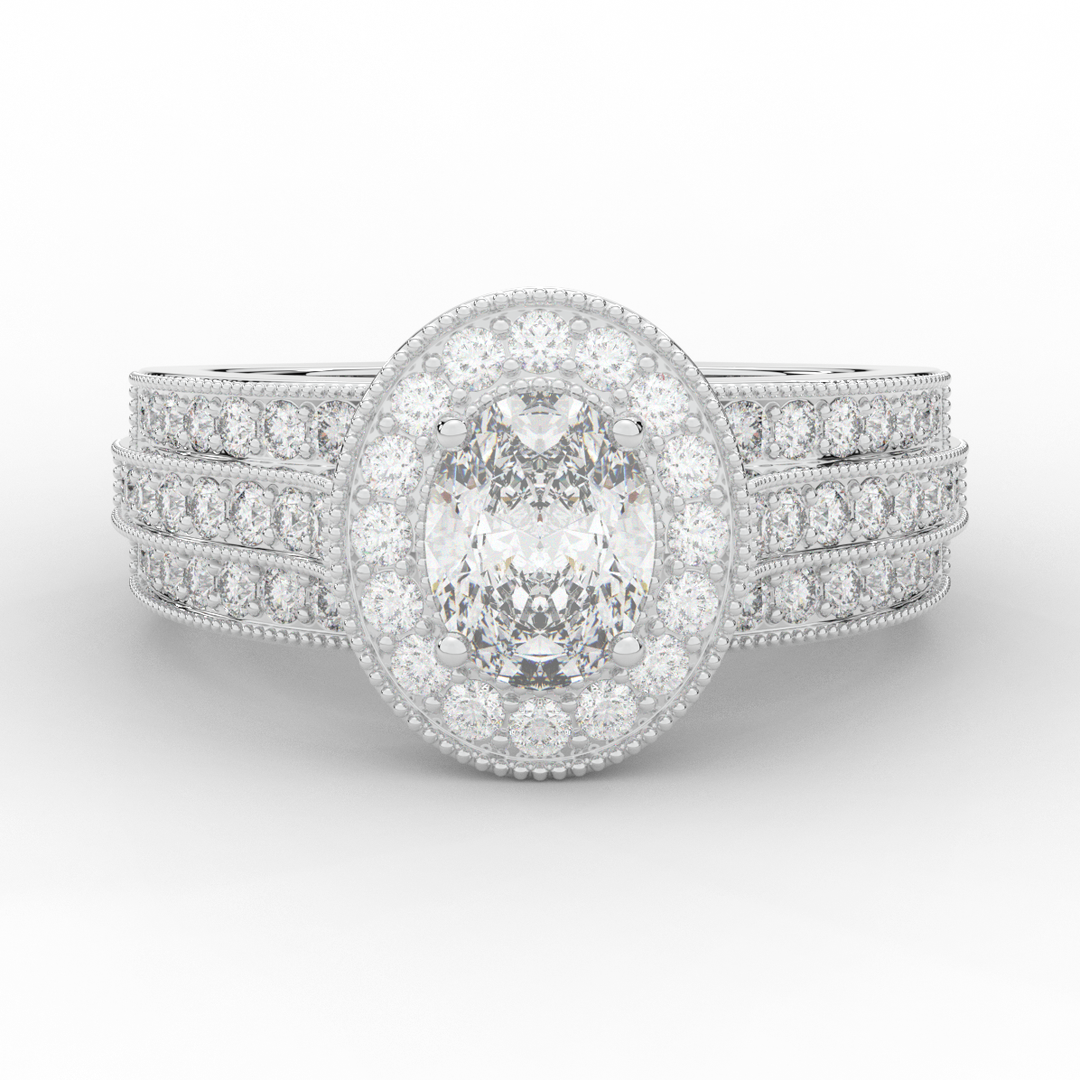 1.80CT.TW OVAL LAB DIAMOND HALO ENGAGEMENT RING - Nazarelle
