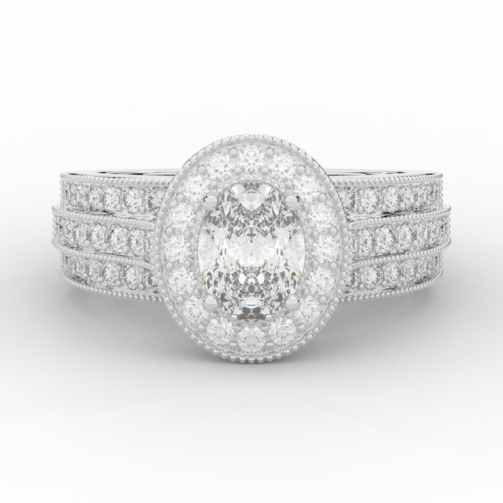 1.80CT.TW OVAL LAB DIAMOND HALO ENGAGEMENT RING - Nazarelle