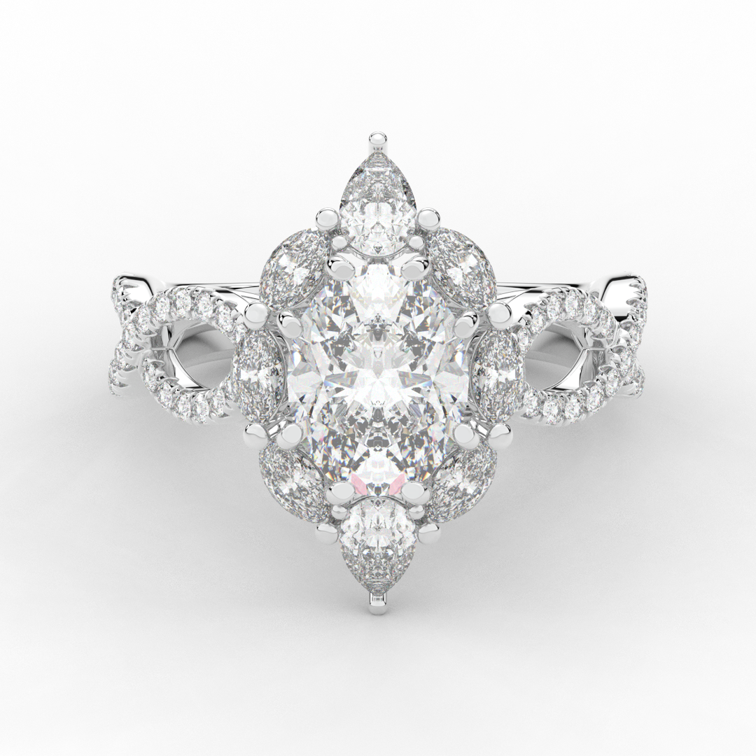 3.00CT.TW OVAL LAB DIAMOND HALO ENGAGEMENT RING - Nazarelle