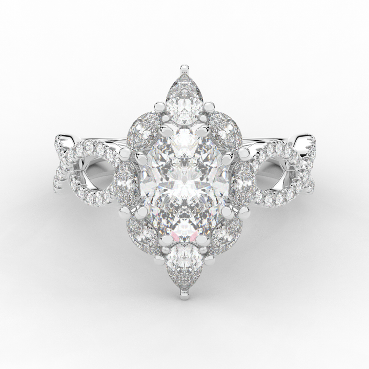 3.00CT.TW OVAL LAB DIAMOND HALO ENGAGEMENT RING - Nazarelle
