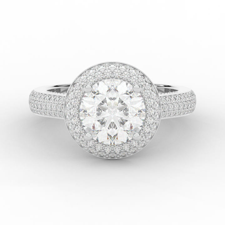 2.45CT.TW ROUND LAB DIAMOND HALO ENGAGEMENT RING - Nazarelle