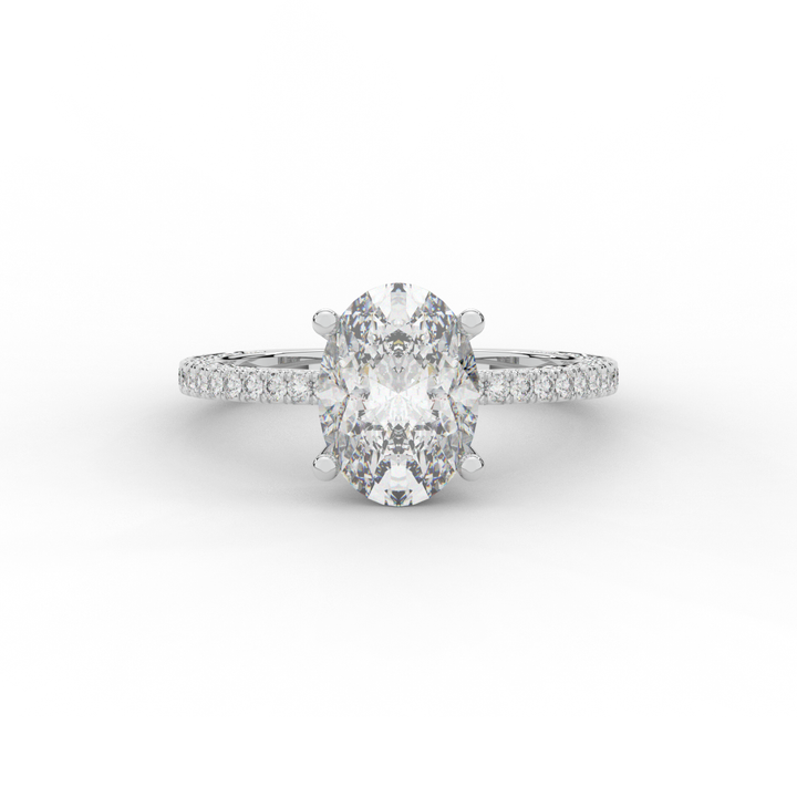 3.15CT.TW OVAL LAB DIAMOND SOLITAIRE ENGAGEMENT RING - Nazarelle