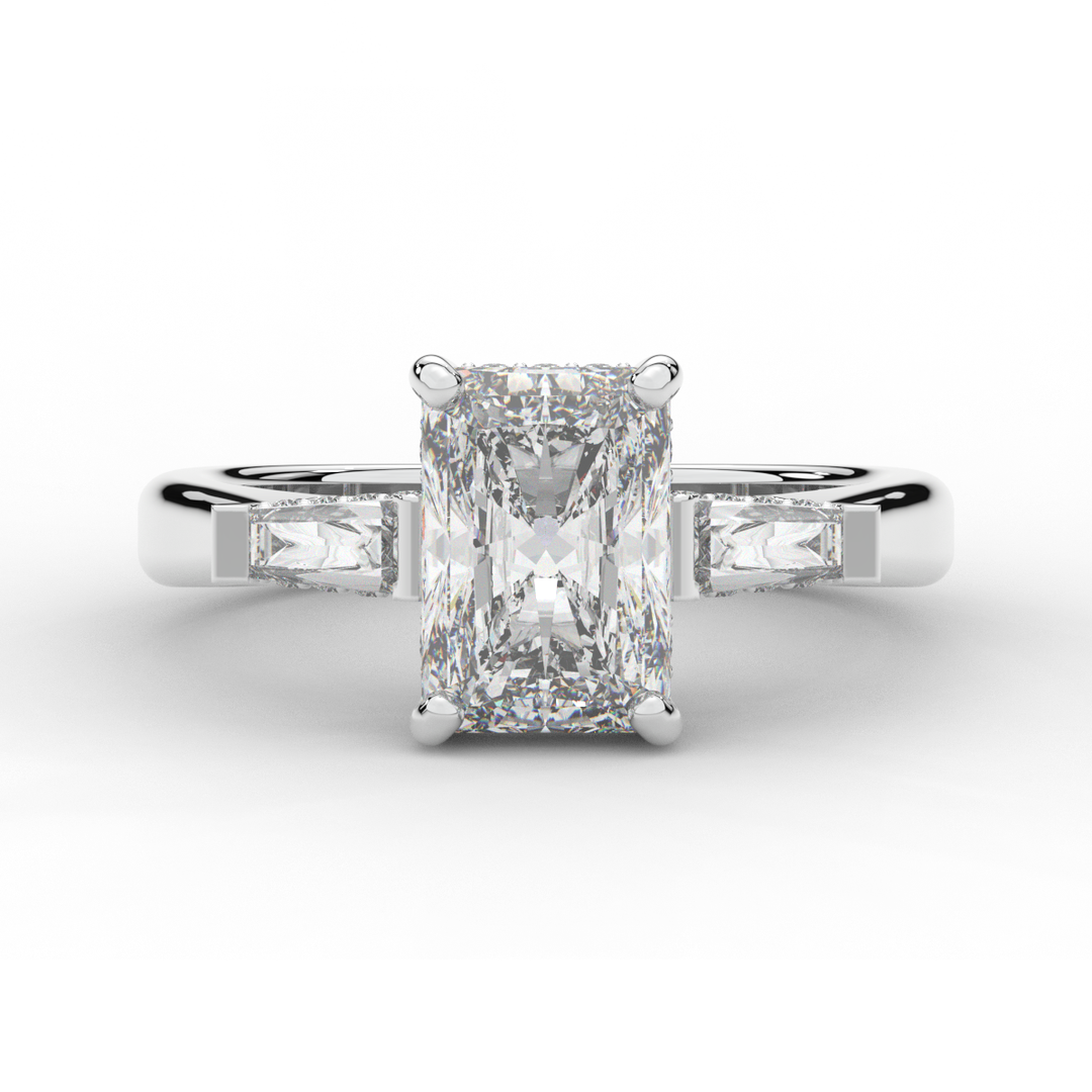 3.45CT.TW RADIANT LAB DIAMOND 3 STONE ENGAGEMENT RING - Nazarelle