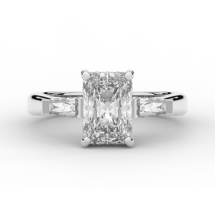 3.45CT.TW RADIANT LAB DIAMOND 3 STONE ENGAGEMENT RING - Nazarelle